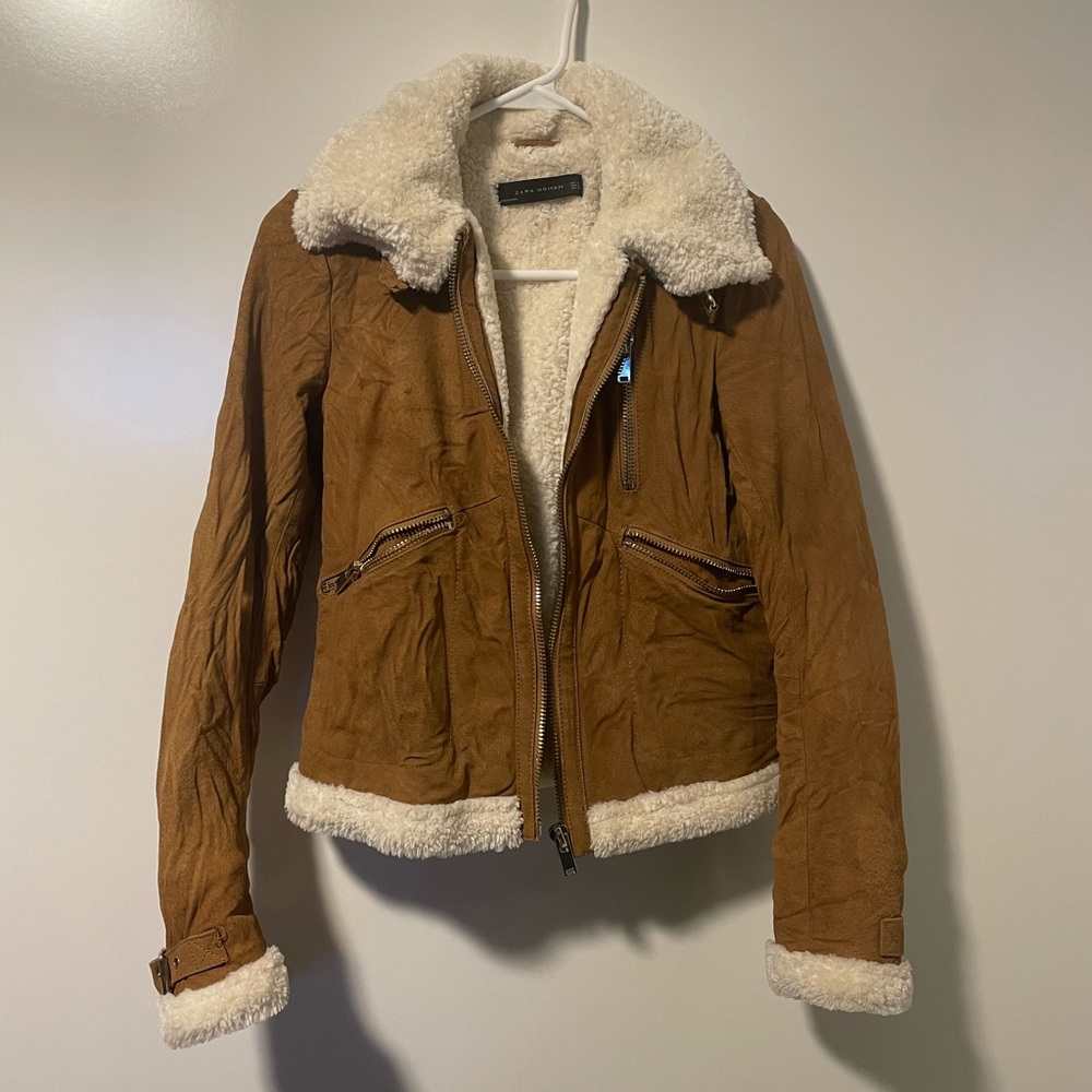 Zara Suede Aviator Jacket Size XS